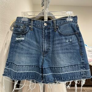 Frayed Hem Blue Jean Shorts